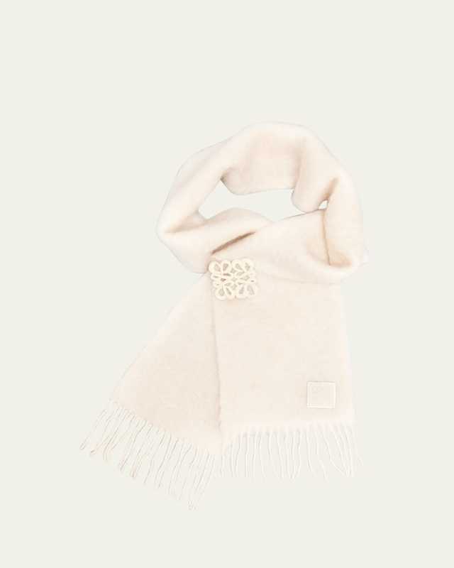 Mohair-Blend Anagram Brooch Scarf